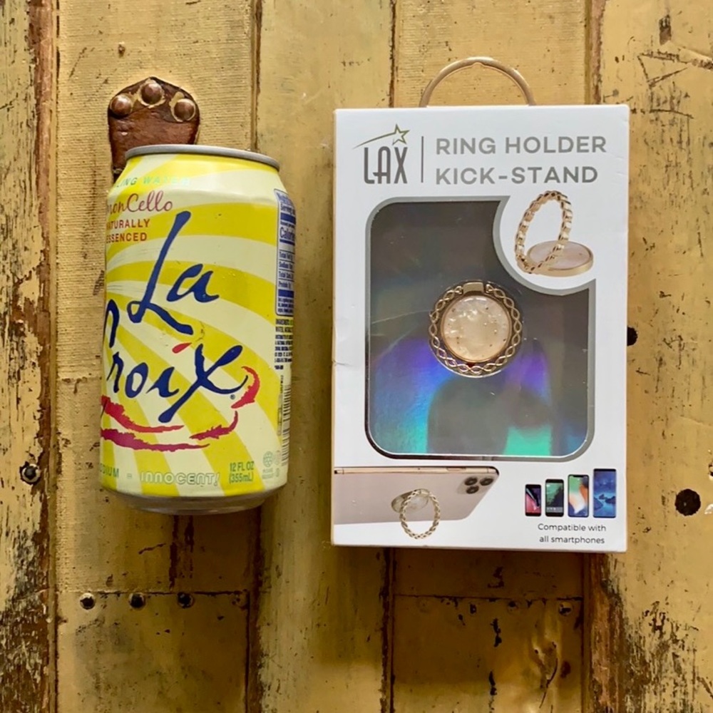 NIB LAX ROSE OPAL GOLD RING 360° ROTATING RINGSTAND & MOUNT CELL PHONE ACCESSORY